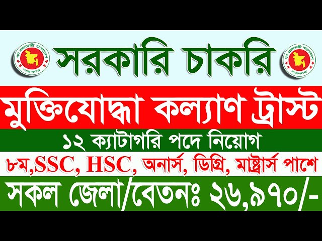 মুক্তিযোদ্ধা কল্যাণ ট্রাস্ট নিয়োগ ২০২৫